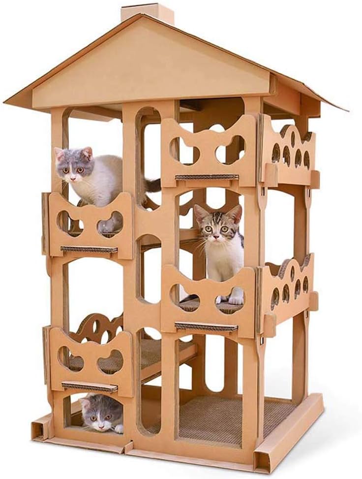 LuoMei FourLayer Cat Villa Cat Climbing Frame Scratching Board