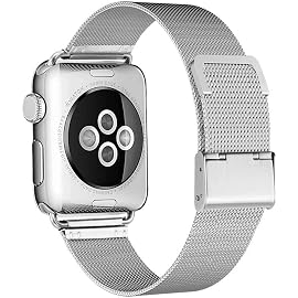 HILIMNY Compatible for Apple Watch Band 38mm 40mm 42mm 44mm, Stainless Steel Mesh Sport Wristband Loop with Adjustable Magnet Clasp for iWatch Series 1/2 / 3/4