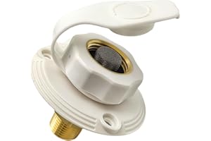 XinYunfan RV City Water Inlet with Check Valve - 3/4'' NH Female to 1/2" NPT Male, RV City Water Inlet for Camper, Trailer and Marine (White)