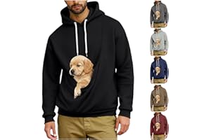 GENERIC Mens Kangaroo Pouch Hoodie for Dogs Cats Pet Carrier Hoodie Long Sleeve Hooded Pullover Animal Holder Sweatshirt