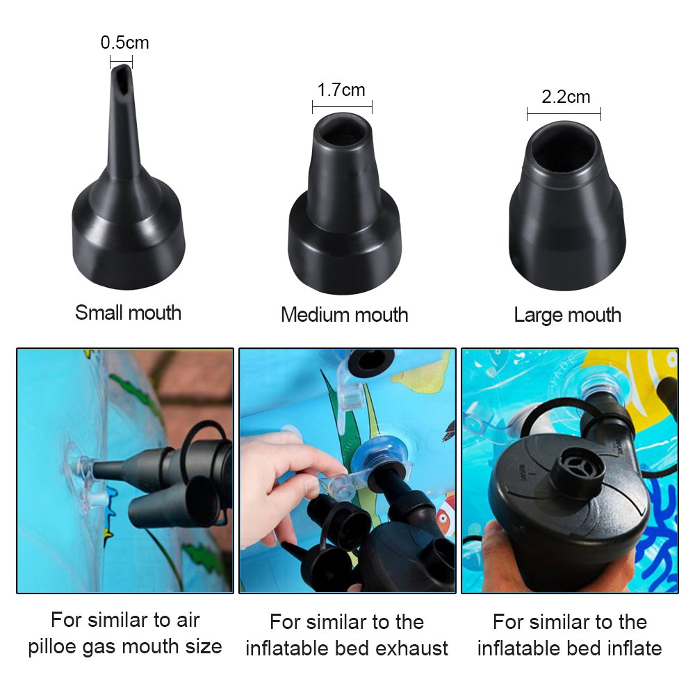 BSTO Electric Air Pump, Portable Quick-Fill AC Inflator Deflator High Pressure Air Pump with 3 Nozzles for Inflatables Pool Toy, Bed Kayaks, Boats, Swimming Ring etc