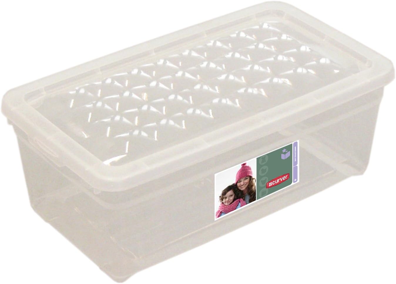 Curver - Caja para Textil y Zapatos 5,7L. - Con Tapa - Color Cristal: Amazon.es: Hogar