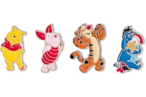 CNEISEJK 4pcs Cute Pooh Bear Enamel Lapel Pins Pooh Eeyore Tigger Charm Gifts Cartoon Jewelry for Kids Girls (PIN-weini)
