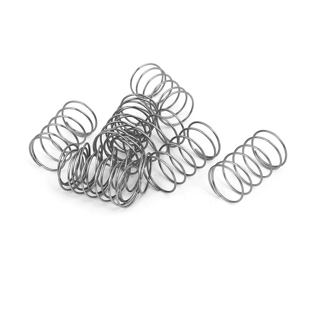 sourcingmap Compression Spring,304 Stainless Steel,12mm OD,0.6mm Wire Size,20mm Free Length,Silver Tone,10Pcs