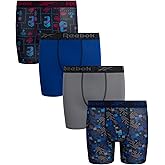 Reebok Boys Boxer Briefs - 4 Pack Soft Comfort Performance Stretch Breathable 5” Inseam Boxer Briefs Boys Underwear (6-18)
