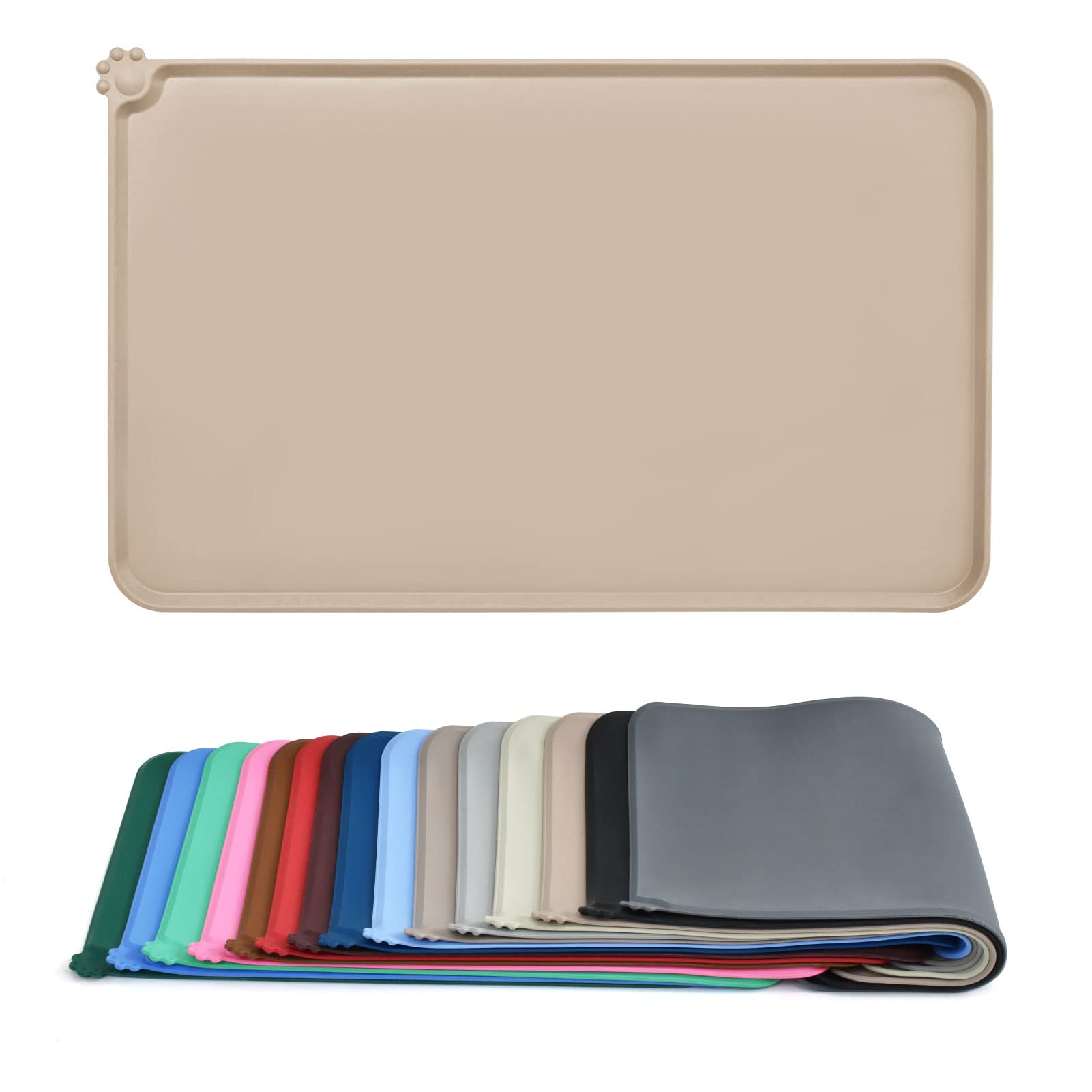 AUDWUD Silicone Waterproof Dog Cat Pet Feeding Mat, Anti-Slip Bowl Mat — image 1