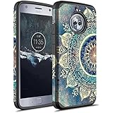 Moto X4 Case, Rosebono Hybrid Dual Layer Shockproof Hard Cover Graphic Fashion Cute Colorful Silicone Skin for Motorola Moto X 4th Generation (Green Mandala)