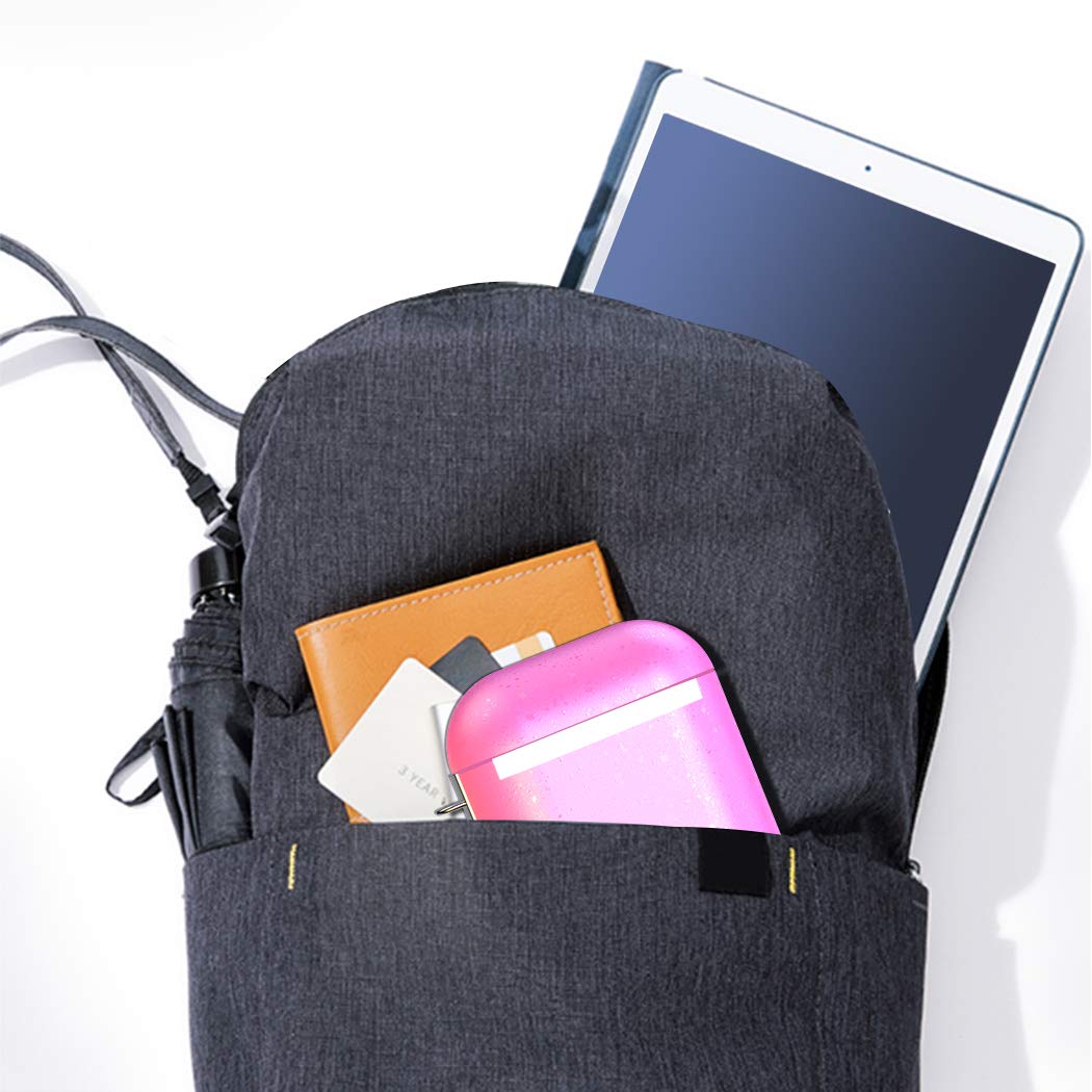 Airpods Case, AOJI Airpod Case Cover, Stylish Sparkling Changing Hue with Patented-Design Clip, Hard Shell, Compatible with Apple Airpods 1 & 2, Pink