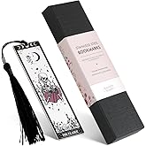 Kaciola Funny Bookmarks for Women, Halloween Skeleton Tarot Metal Bookmark with a Tassle, Funny Skull Book Markers Gifts for Women Men Booklover, Christmas Birthday Book Gifts for Adults Reading