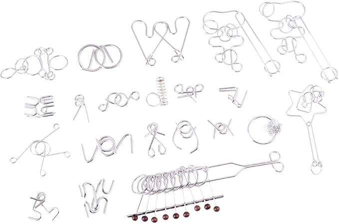 24-teiliges Metall Puzzle Set - Knobelspiele Geduldspiele Für Erwachsene & Kinder