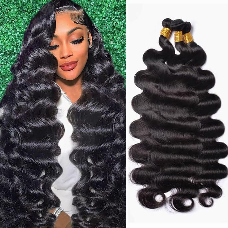 MsSunlight Body Wave Human Hair Bundles 12A Unprocessed Virgin Brazilian Body Wave Bundles Human Hair Deals Quick Body Wave 3 Bundles Natural Color 24 24 24 Inch — image 1