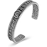 HZMAN Viking Valknut & Odin’s Knot Bracelet for Men 11mm Unadjustable Stainless Steel Cuff Bangle for Everyday Wear/Gifts