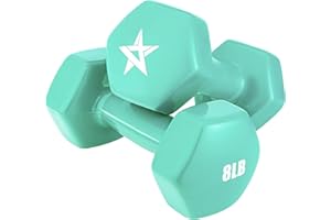 Yes4All Vinyl Hexagon Dumbbell - Dumbbells Set of 2 Hand Weights for Home Gym & Strength Training (2-15 lbs Weight Options)