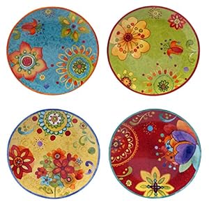 Image of Certified International 22451SET/4 Tunisian Sunset Salad/Dessert Plates (Set of 4), 8.75", Multicolor