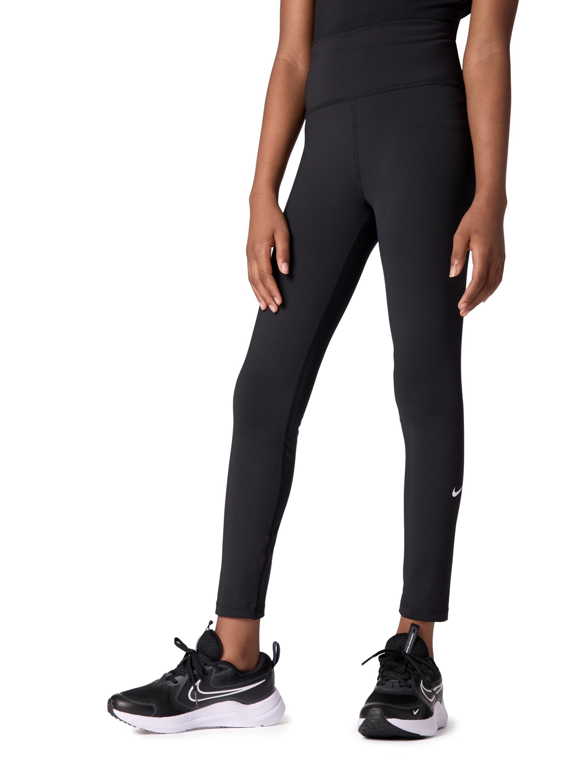 Photo 1 of Nike Girl's One Dri-Fit High-Waisted Leggings, Black/White, X-Large