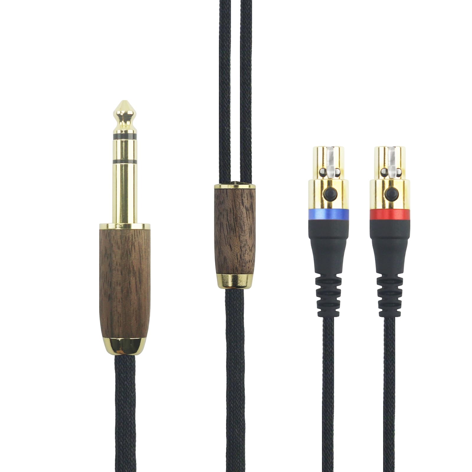 ABLET 6.35mm Audio Cable Replacement Upgrade Cable Compatible with Audeze LCD-2, LCD-4, LCD-3, LCD-X, LCD-XC, MM-500 Headphone 6N OCC Copper Silver Plated Cord Walnut Wood Shell