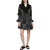 Apvirdy Womens Cocktail Party Long Sleeve Mini Velvet Dress 2025 Trendy Formal Ruffle Swing Dresses Loose Fall Outfits