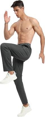 HCSS Mens Joggers Tracksuit Bottoms Grey Grey06 3XL Cotton Zip Pockets view 5
