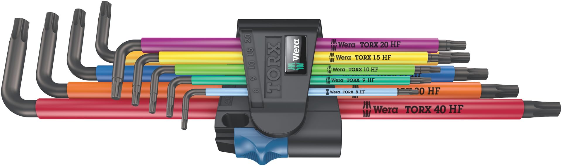 Wera 05024470001 967 TX SXL Torx Holding Function Laser Long L-key set, Multi-Colour, TX 8-40