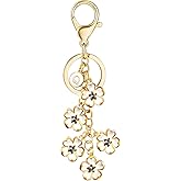 Initial Flower Keychain, Cute letter Key Chains, A-Z Key Chain Charm, Keychain Accessories for Women Purse Bag