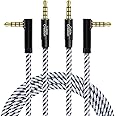 CableCreation 2 Pack 3.5mm Audio Cable 3FT/0.9m, 90 Degree Right Angle 4-Conductor TRRS Stereo Aux Cable (Microphone Compatible) for Headphones, Phones, iPads, 2018 Mac Mini, Home/Car Stereos & More