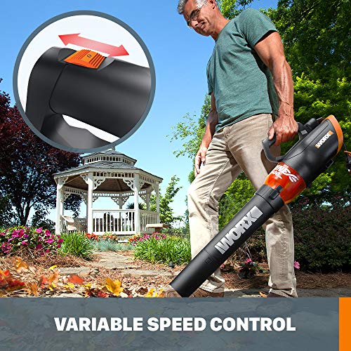 WORX WG520 Turbine 600 Corded Electric Leaf Blower, Black & Yard Master