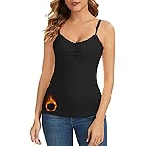 WOWENY Thermal Fleece Tank Top for Women Sleeveless Sweetheart Neck Winter Vest Underwear Tops Warm Cami Base Layer