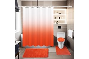 BAAHRNOM Bathroom Sets with Shower Curtain and Rugs （Waterproof Shower Curtains Bathroom Rugs Toilet Rug Toilet Lid Cover） Shower Curtain Set for Luxury Bathroom Decor