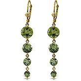 7.8 CTW 14k Solid Gold Drizzle Peridot Earrings