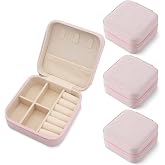 salepo 4PCS Small Travel Jewelry Case, Mini Jewelry Travel Box, Portable Jewelry Storage Organizer for Rings Earrings Necklac