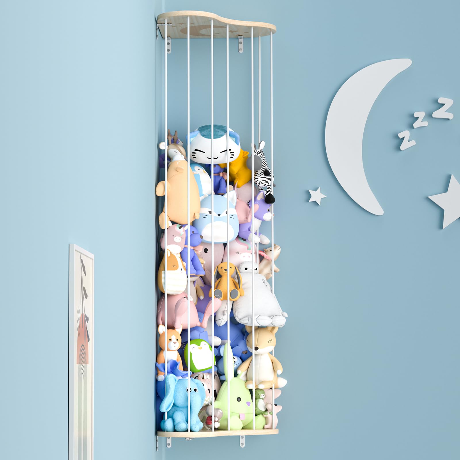 Photo 1 of Tdymzdw Stuffed Animal Storage Organizer Length Large Corner Plush Toys Holder Wood Nursery Hanging Organizer for Plushies Storage Gift Toy Plush/Hammock Hanging Storage Net Boy Girl Toddler