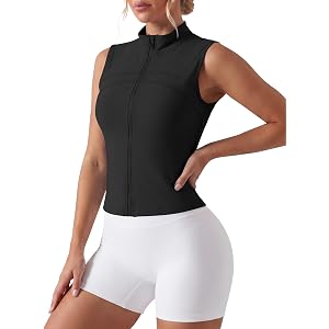 Locachy Women's Zip Up Sleeveless Cropped Workout Vest 4 Pockets Stand Collar Yoga Golf Running Athletic Outfits Clothes 2026