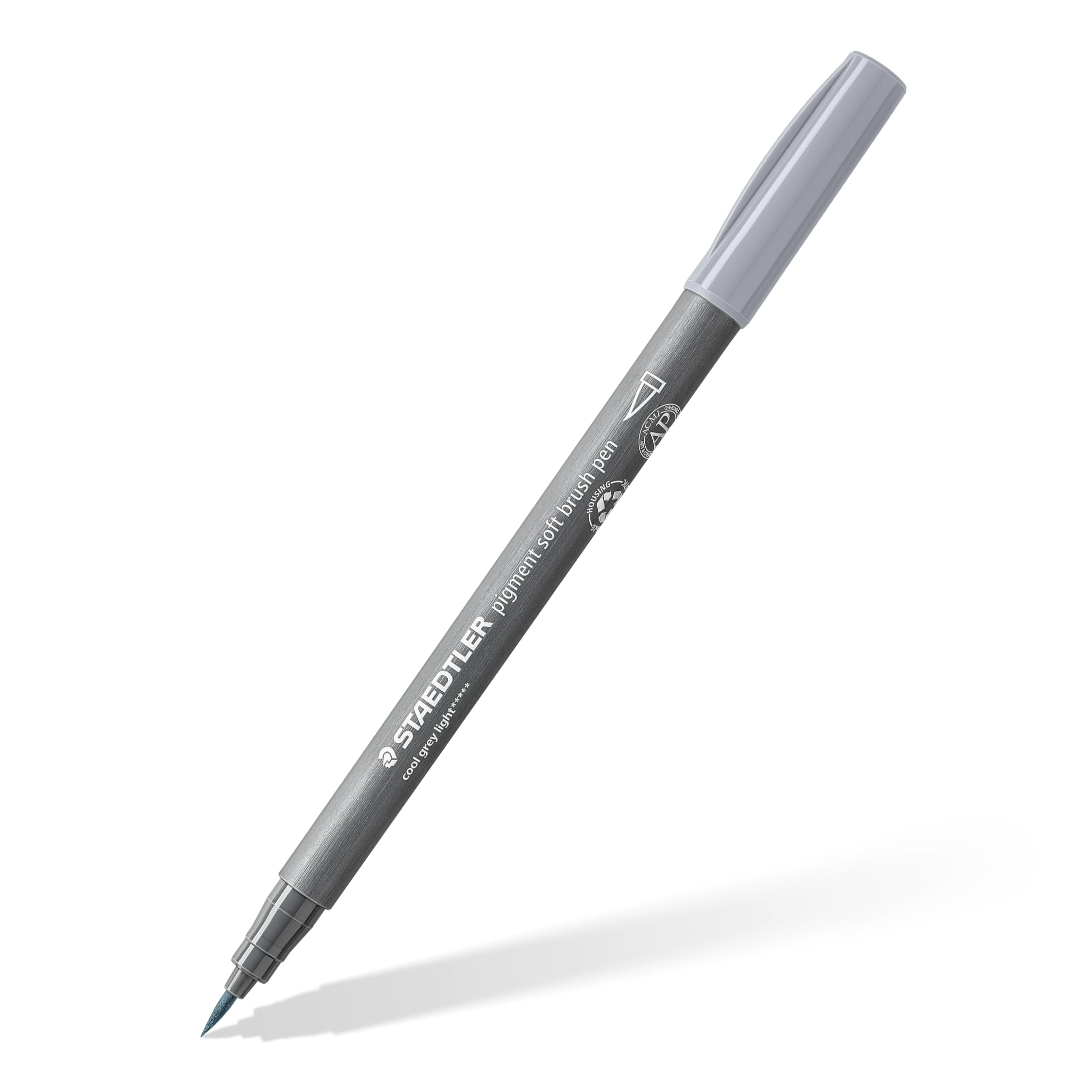 STAEDTLER 372-870 Pigment Arts Soft Brush Pen - Cool Grey Light (Box of 10)