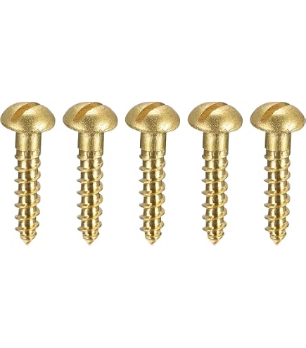 Hillman 1855 Brass Round Head Wood Screws – #8 X 1", Slotted, 20-Pack For Furniture & Woodworking
