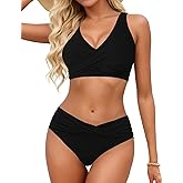 Zojuyozio Women Twist Front Bikini Sets Two Piece Swimsuit Criss Cross Tie Back Bathing Suit