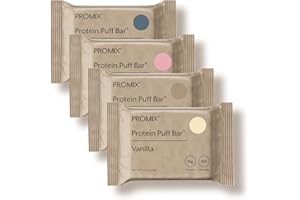 ProMix Nutrition Protein Puff Bars - Variety Pack - Vanilla, Chocolate, Strawberry, Blueberry - Marshmallow Crispy Treat - High Protein & Low Calorie - 12 Bars