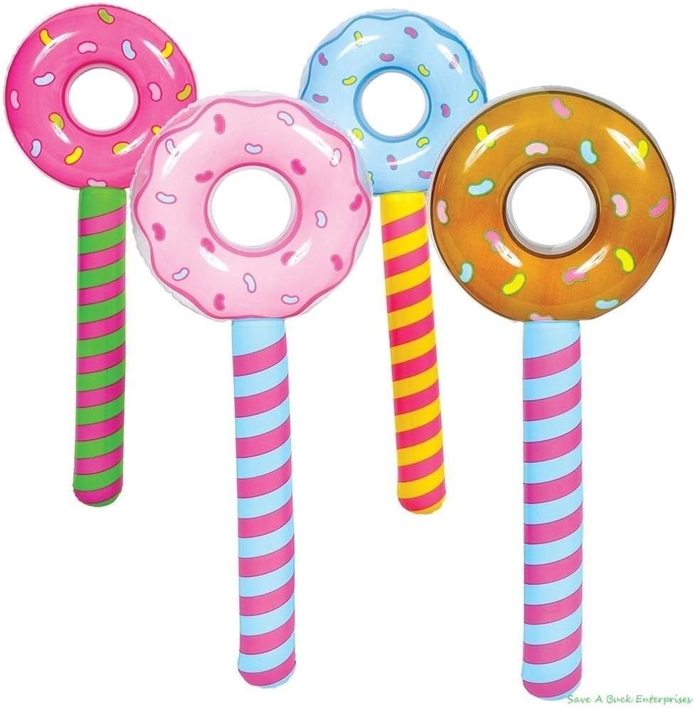Generic (4) Assorted Donut Stick Inflatable - Pool Party Blow Up Float Decoration Favors