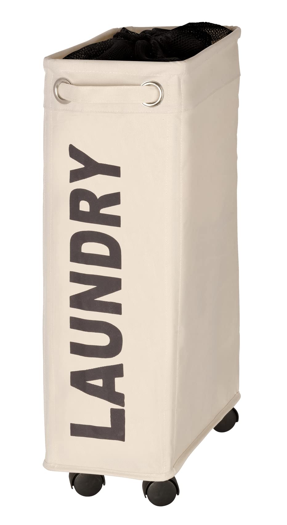 WENKO 3450113100 Laundry bin Corno Beige - laundry basket Capacity: 43 l, Polyester, 18.5 x 60 x 40 cm, Beige