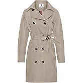 SaphiRose Women's Water-Resistant Trench Coat Double-Breasted Long Peacoat with Removable Hood