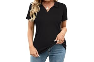 TIYOMI Plus Size Collared Polo Shirts Summer Short Sleeve V Neck Business Tops for Women XL-5XL