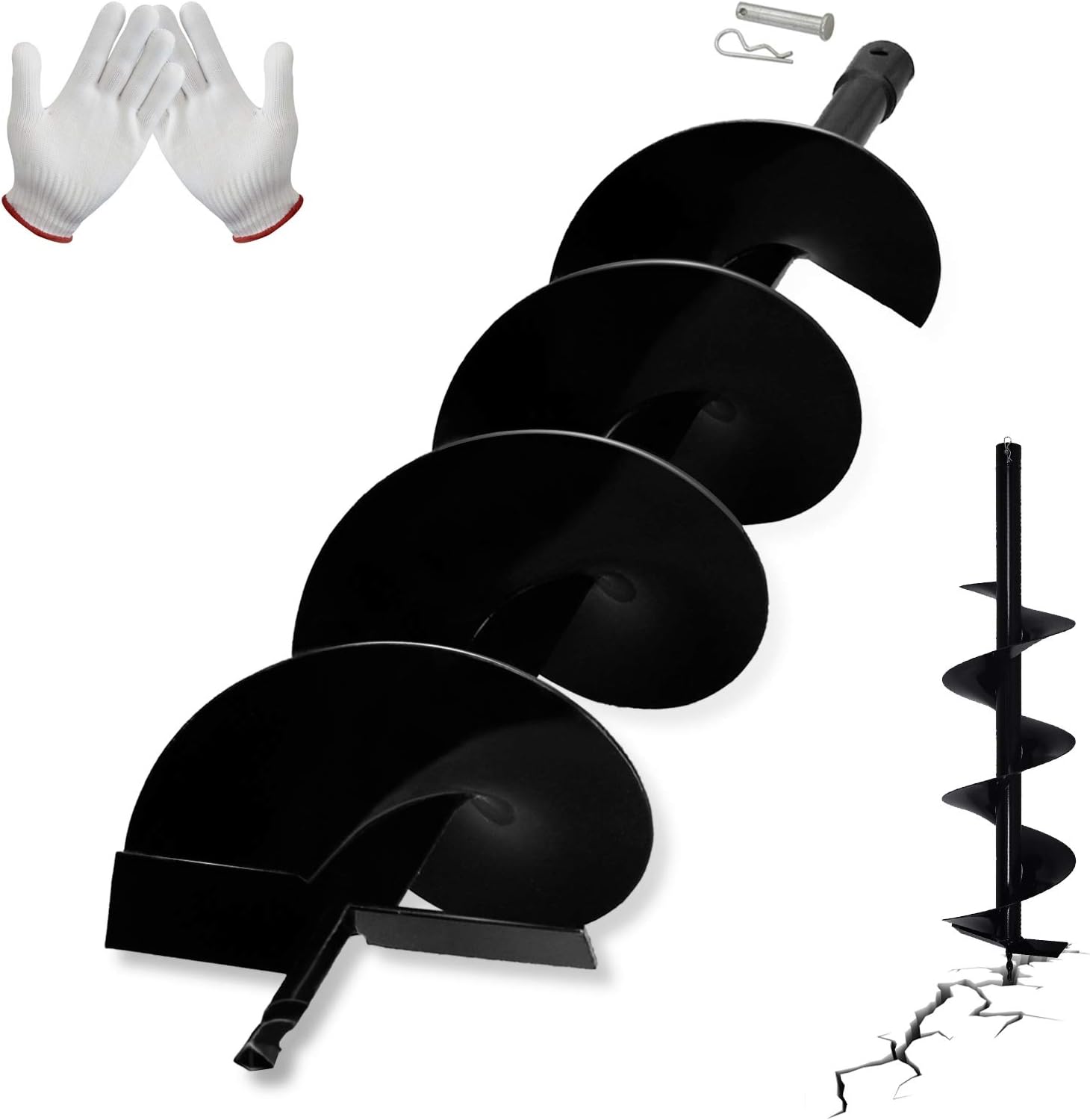 6"(D) x31"(L) Earth Auger Drill Bit for Planting Trees,Bedding,Bulbs,Seedlings,Gardening,Large Fencing Projects fit 3/4" Shaft Augers Post Hole Digger for Gasoline Earth and Ice Auger Power Heads: Home Improvement