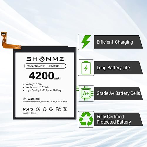 Galaxy Note 10 Battery, (Upgraded) 4200mAh Li-Polymer Replacement