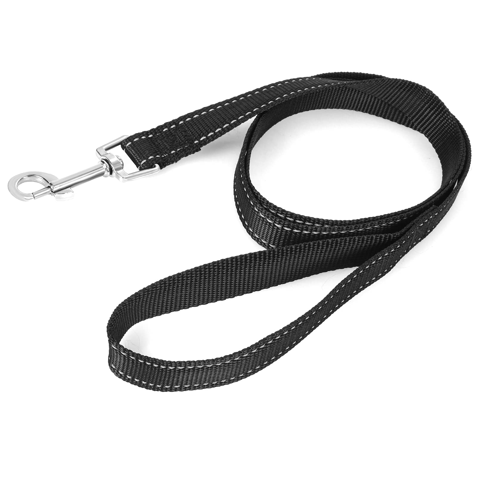 Molain Reflective Dog Leash - 47.2 x 1 inch(120x2.5cm) Nylon Training Lead with Metal Clasps for Puppies to Large Dogs - Black