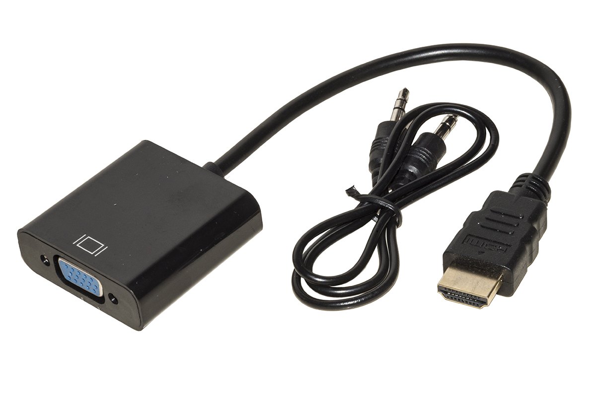 Nilox HDMI Adapter Male Type to VGA Female with Stereo, 3.5 mm Audio Socket