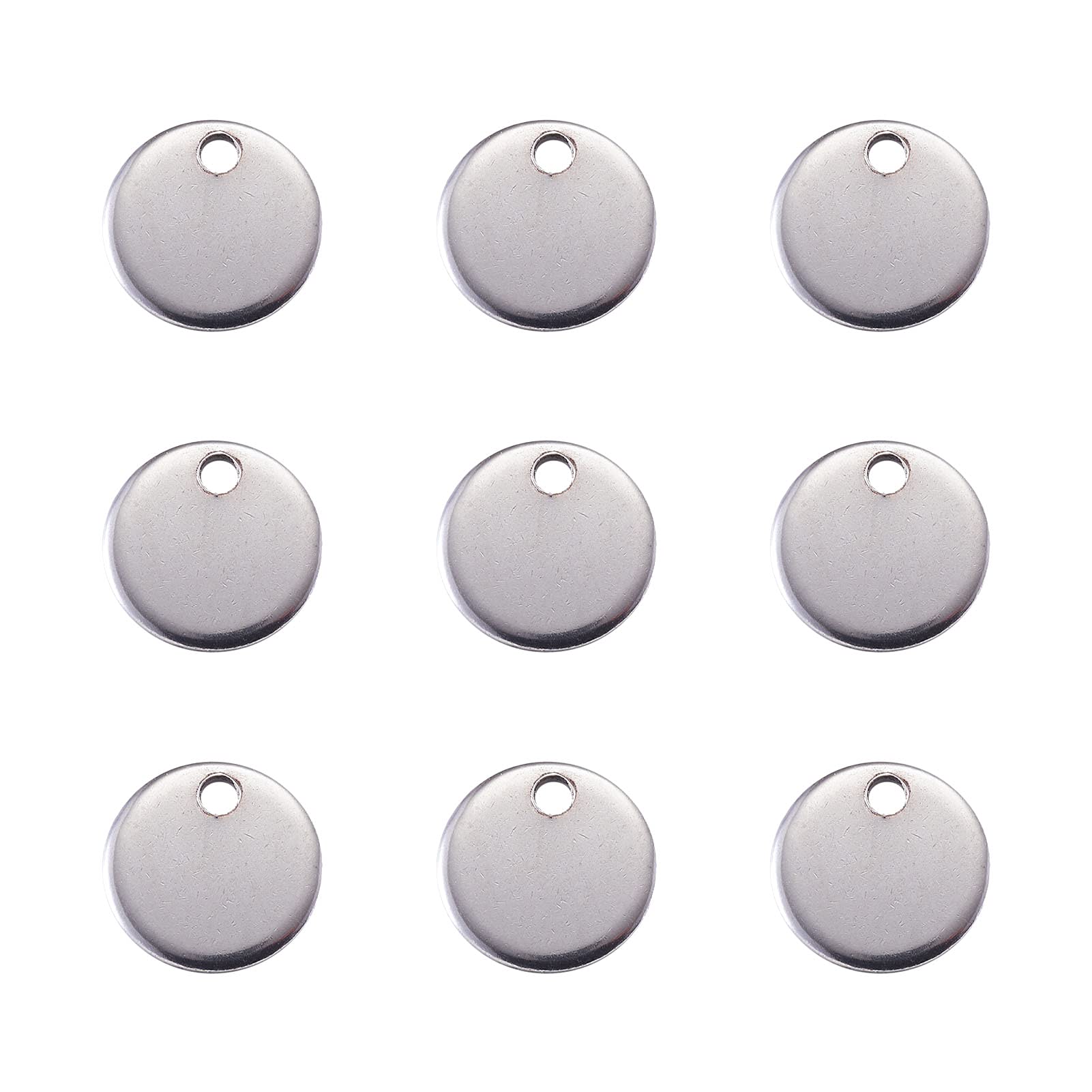 PandaHall 200pcs Stainless Steel Blank Stamping Tag Pendants 10mm Flat Round Charm Pendants for DIY Jewelry Making