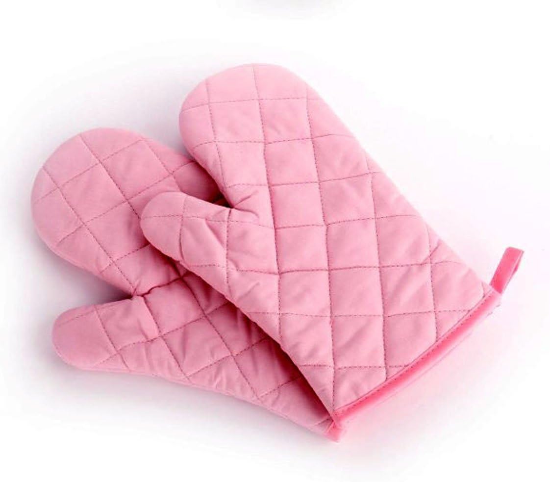 Paico Home Heatproof Microwave Oven Barbecue Gloves Mitts Lattice Grid Pink Size:28cm Length by 18cm Width - 2 Pack