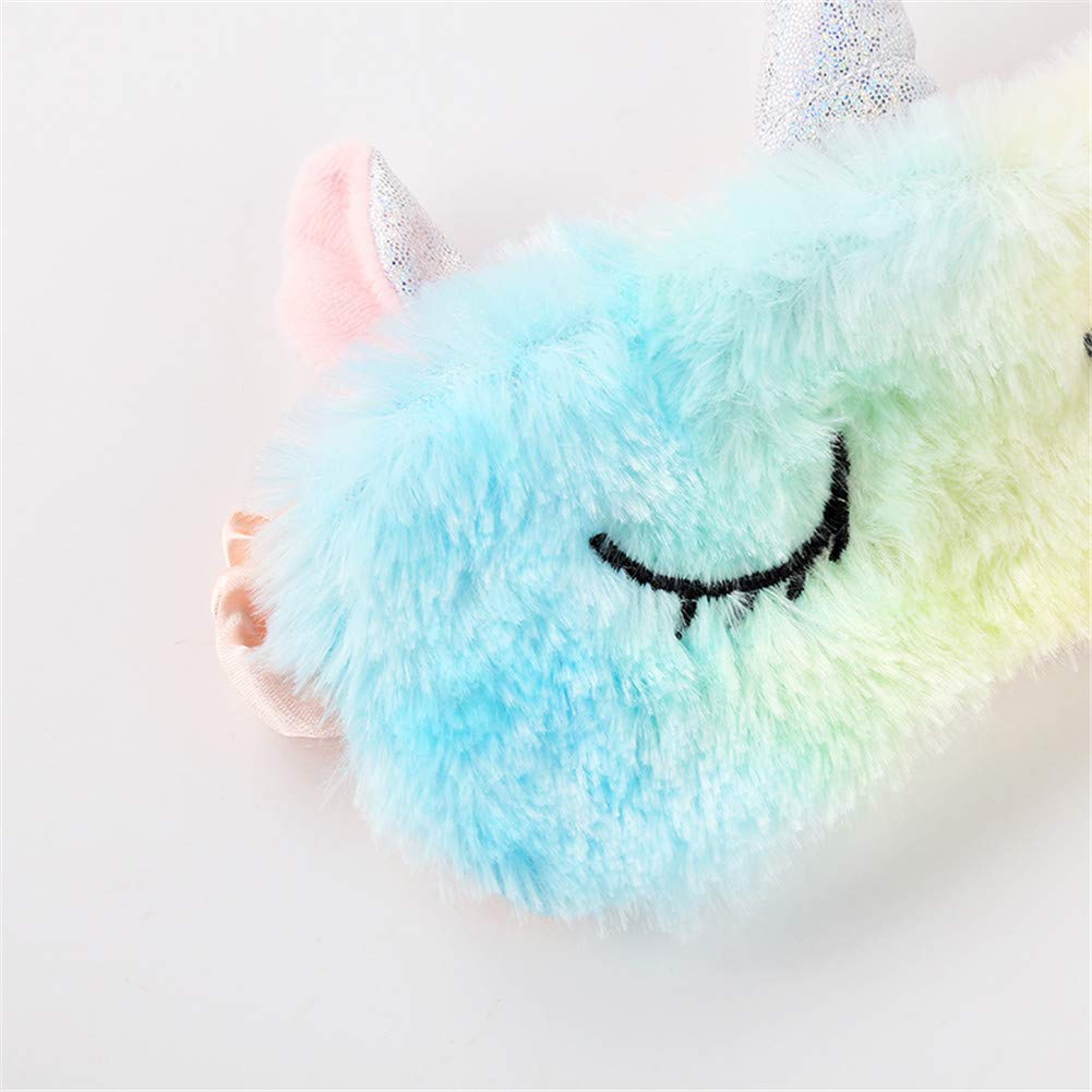 Cute Animal Sleeping Sleep Mask Soft Plush Blindfold Cute Rabbit Panda Koala Eye Cover Eyeshade for Kids Teens Girls Women (Unicorn Rainbow) : Beauty