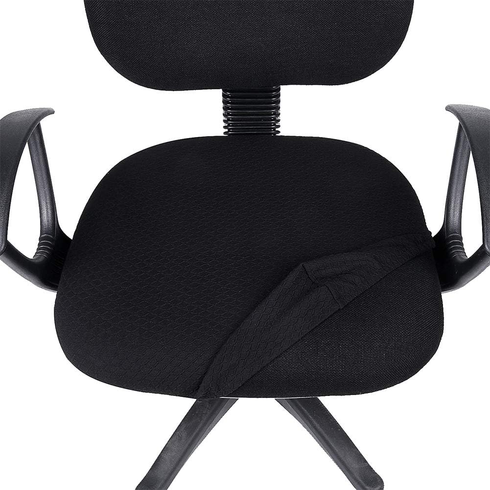 smiry Stretch Jacquard Office Computer Chair Seat Covers, Removable Washable Anti-dust Desk Chair Seat Cushion Protectors - Black: Home & Kitchen
