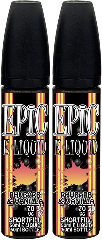 Twin Pack - 2X Rhubarb & Vanilla E Liquid 70/30 Shortfill Vape Juice High VG Premium E-Liquid No Nicotine 0mg Short Fill Shortfilled E Cigarette Juice (EPIC E LIQUID)