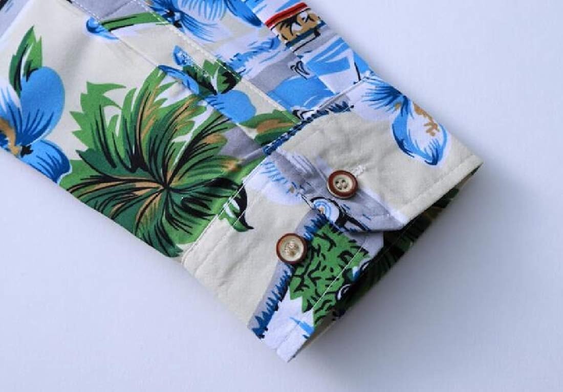 Down Button Mens YYear Flower Top Shirt Tall and Big